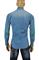 Mens Designer Clothes | ROBERTO CAVALLI Men's Button Front Blue Denim Casual Shirt #31 View 5